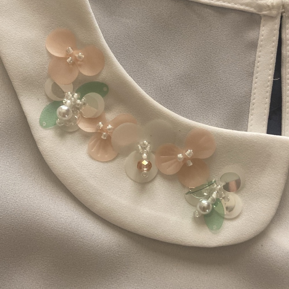Elle White Blouse with Floral Accents